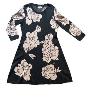 Calvin Klein Women's M Gray Pink Floral Knit Sweater bodycon Dress